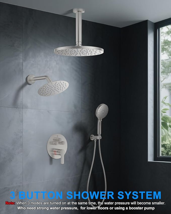 Shower System with Pressure Balance Valve, Brushed Nickel - Image 3