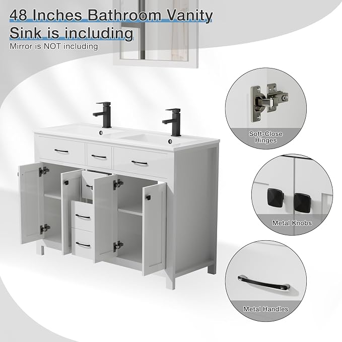 LUCKWIND 48" Modern Bathroom Vanity and Sink, Painted Bathroom Storage Cabinet - Image 3