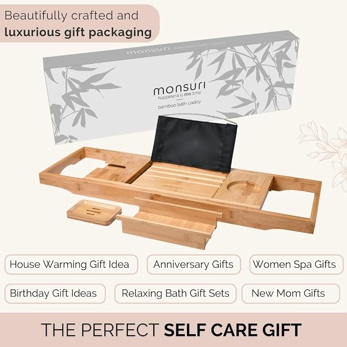 Bamboo Bathtub Tray Caddy Expandable - Image 5