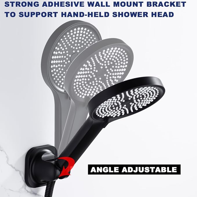 Handheld Shower Head Holder, Adhesive Showerhead Bracket, Angle Adjustable - Image 3