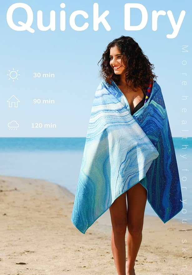 2 Pack Microfiber Lightweight Beach Towel Sand Free Quick Dry Absorbent Thin - Image 5