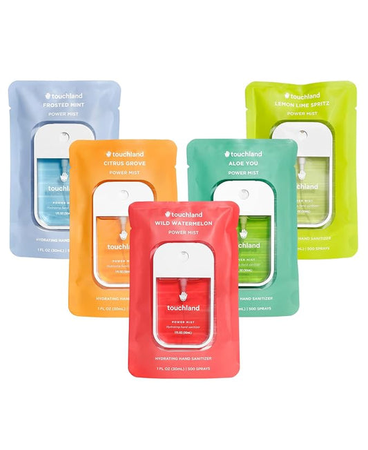 Touchland Hydrating Hand Sanitizer Spray, FRESH 5 Set, 1 FL. OZ. Travel Size by Touchland
