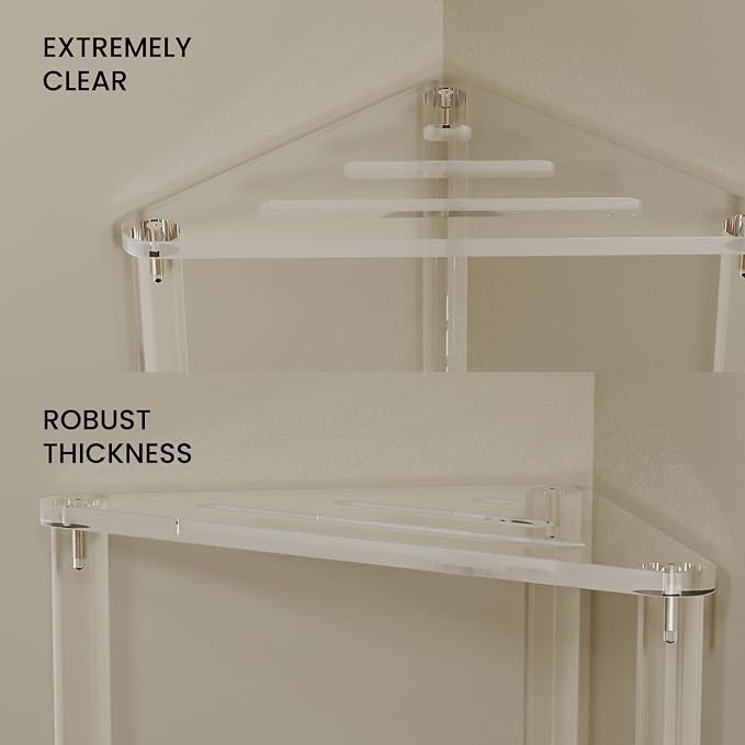 Acrylic Corner Shower Stool for Shaving Legs 11.42" D X 11.42" W X 14.37" H - Image 5