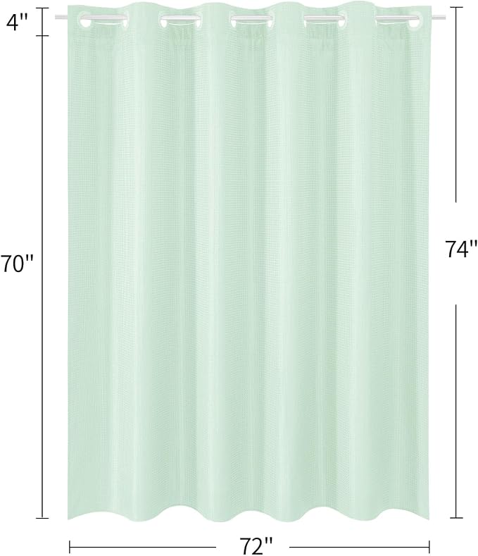 MitoVilla No Hooks Needed Green Waffle Shower Curtain Liner Set, Modern Waffle - Image 7