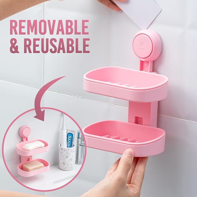 TAILI Double Layer Soap Dish Holder Suction Cup, Strong Sponge Holder - Image 7