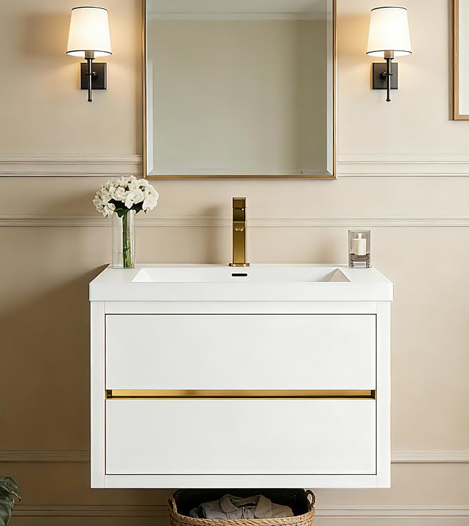 Modern 30" Wall-Mounted Bathroom Vanity by VUMALL