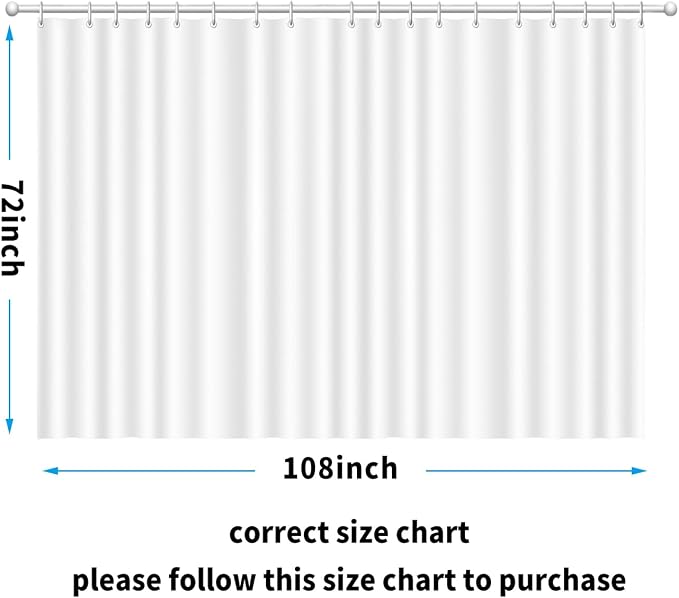 Clawfoot Tub Shower Curtain 108x72 Inch White Liner All Warp Around Extra Wide - Image 5