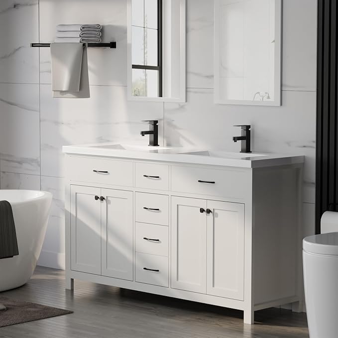 LUCKWIND 60" Bathroom Vanity and Sink Combo, Painted Modern Bathroom Storage - Image 4