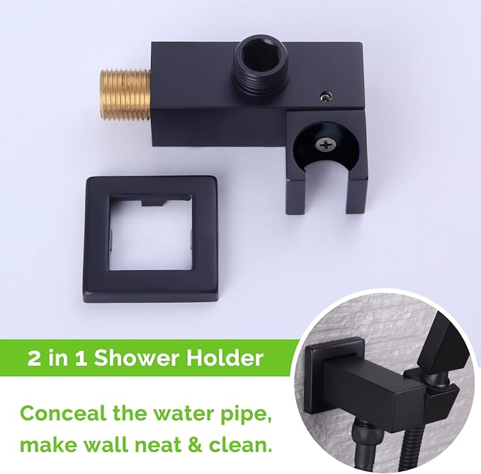 Wall Union with Hand Shower Holder, Angle Simple Brass Wall Mounted Supply - Image 7