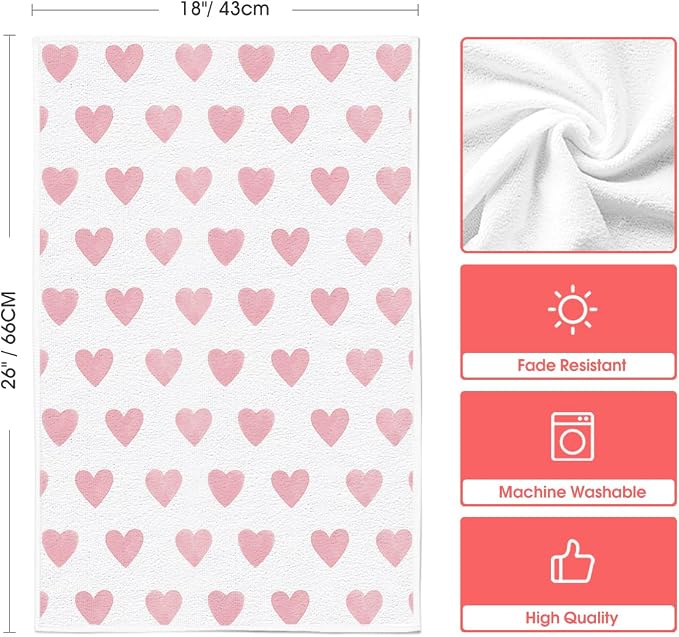 Artoid Mode Pink Heart Love Valentine's Kitchen Towels Dish Towels, 18x26 Inch - Image 6