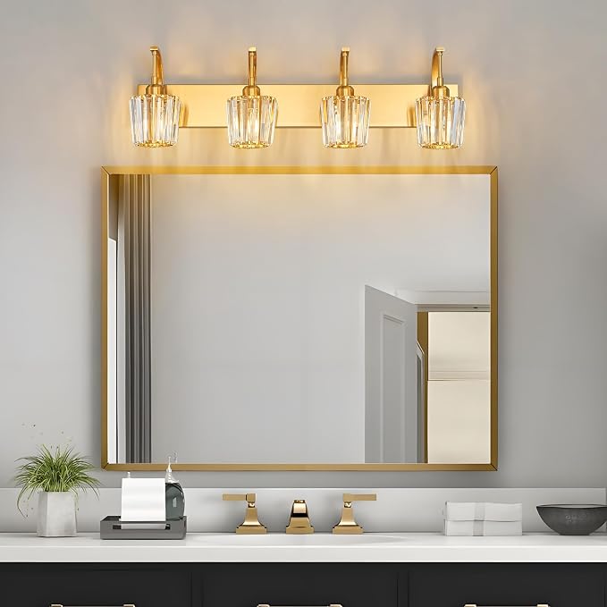 Modern Bathroom Vanity Light, 4-Light Gold Wall Sconce - Image 7
