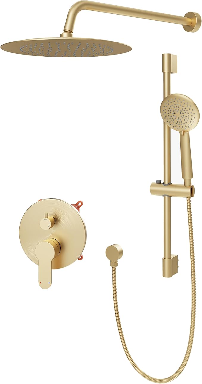 Gabrylly Shower System Gold, Slide Bar Shower Faucet Set by GABRYLLY