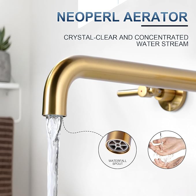 ALEASHA Wall Mount Tub Filler Tub Faucet High Flow Bathtub Faucets Two Handles - Image 4