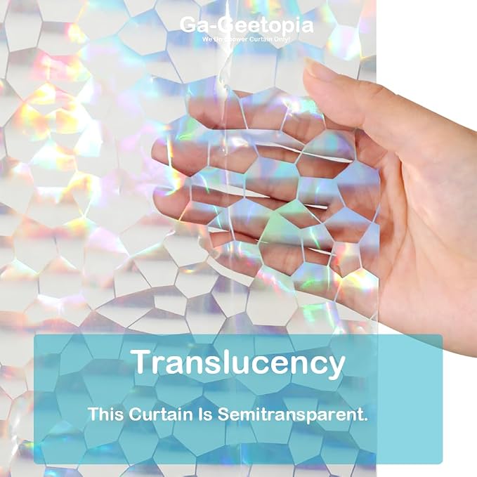 Holographic Thin 3D EVA Shower Curtain Liner Water Cube, 72x72 Premium Light - Image 2