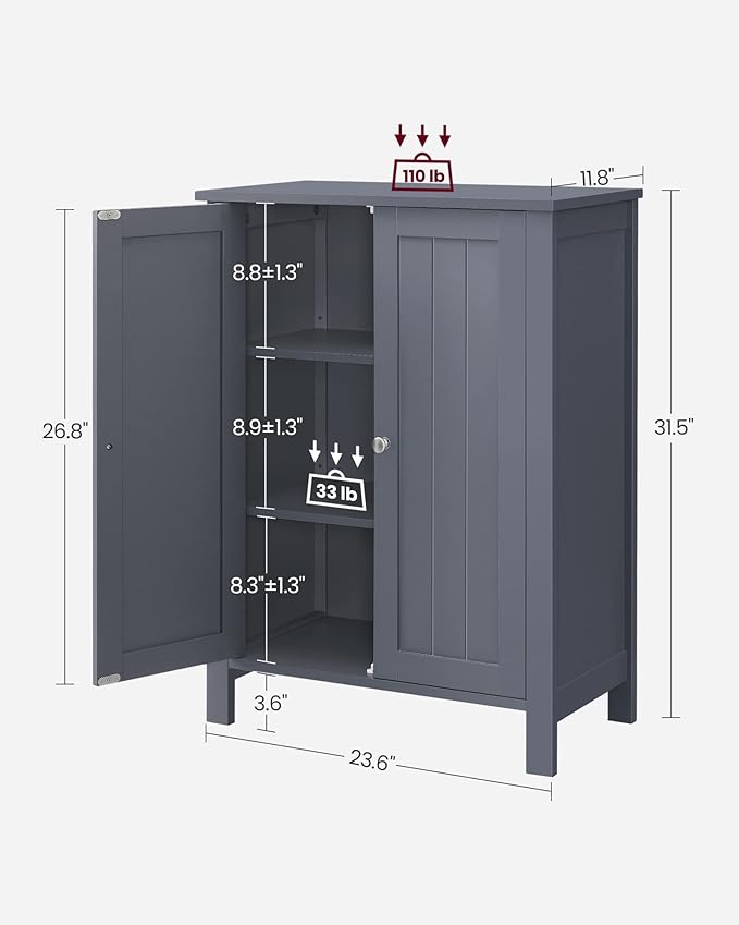 VASAGLE Floor Storage Cabinet, Freestanding Storage Unit - Image 3