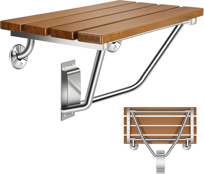 28'' Folding Shower Seat Wall Mounted, Folding Shower Bench by Unknown