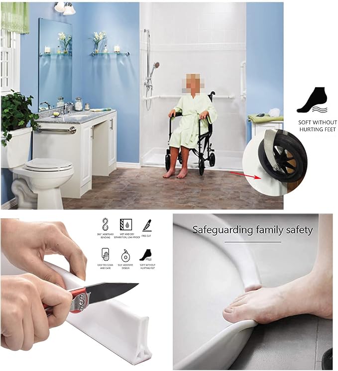 118Inch Collapsible Threshold Water Dam 1.5" high Walkin Shower Guard To Keep - Image 6
