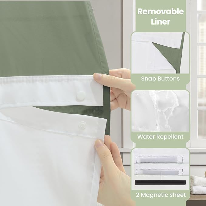 Inhousolu Stall No Hook Shower Curtain - Image 5