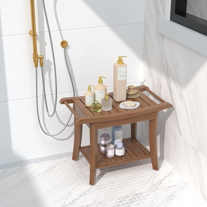 Bamboo Shower Stool Bench Waterproof - Image 8