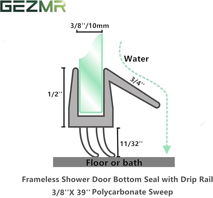 2-Pack Ultra Clear Shower Door Bottom Seal Frameless Glass Shower Door Seal - Image 3