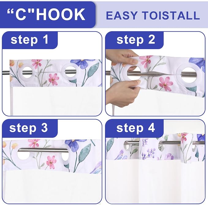 No Hook Shower Curtain Set - Image 4