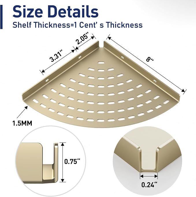 2 Pack Corner Shower Shelves 304 Stainless Steel Shower Corner Shelf Brushed - Image 3