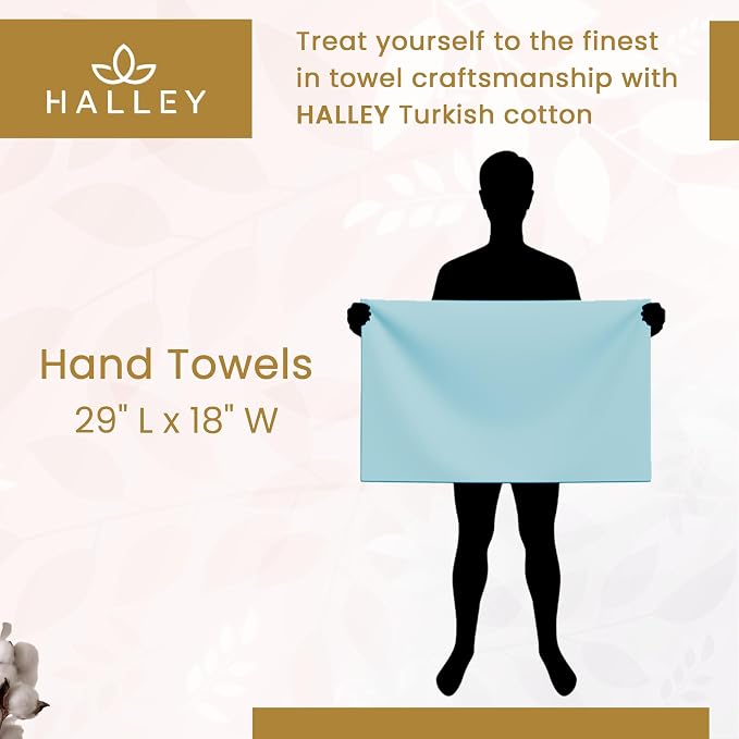 HALLEY Turkish Cotton Towels Hand Towels Super Soft Highly Absorbent 100% - Image 6