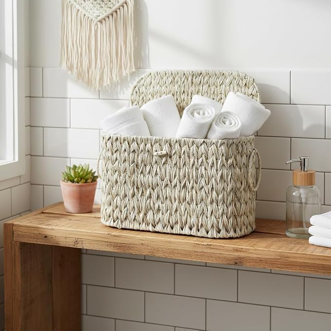 Toilet Paper Basket, Wicker Toilet Paper Storage - Image 3