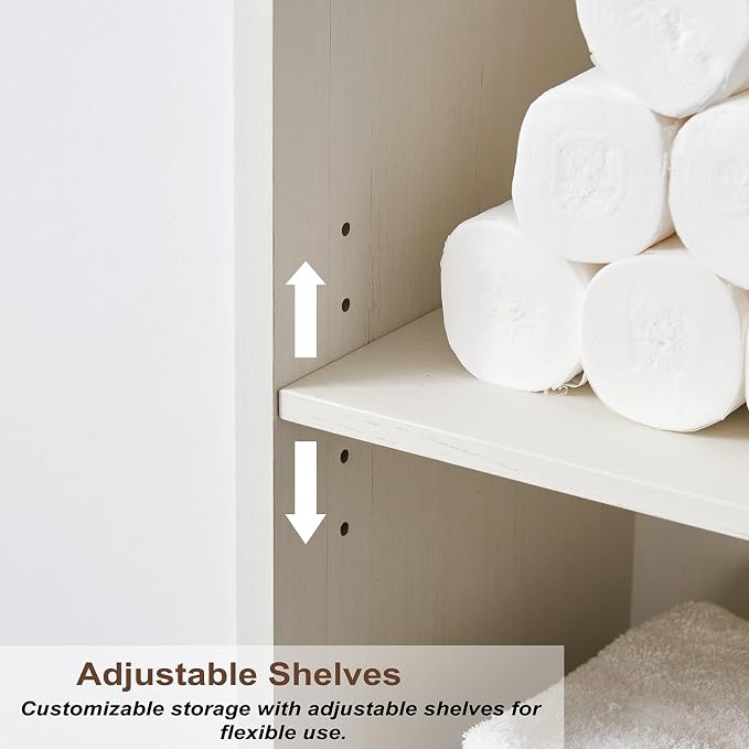 Bathroom Storage Cabinet, 5-Shelf Farmhouse Storage Cabinet - Image 5