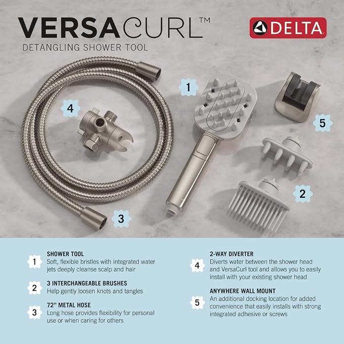 Delta VersaCurl Detangling Handheld Shower Head Tool - Image 6
