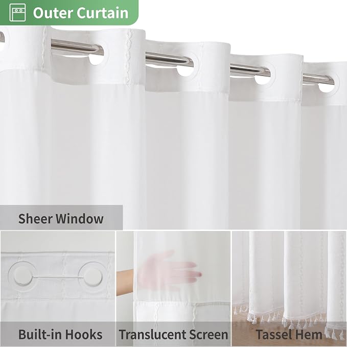 No Hook Stall Shower Curtain - Image 4