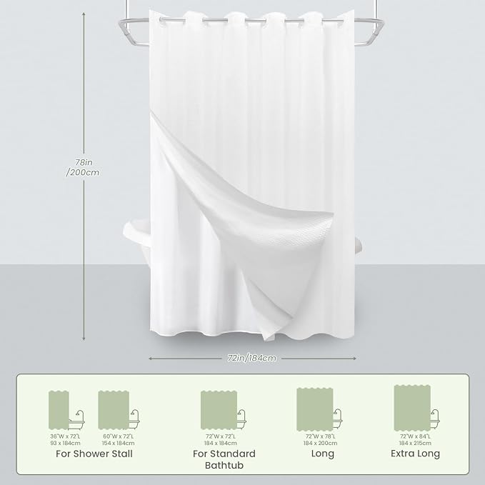 Inhousolu No Hook Waffle Weave Shower Curtain - Image 7