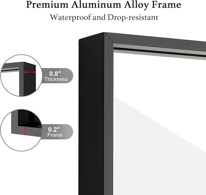 26x40 Inch Black Bathroom Mirror, Copper-Free Mirror, Aluminum Alloy Frame - Image 3