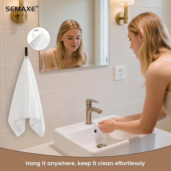 SEMAXE 6-Pack White Hand Towels - Image 5