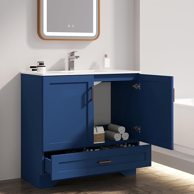 30 inch Bathroom Vanity with Sink, Modern White Vanity - Image 6
