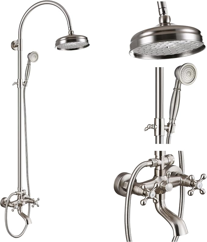 gotonovo Exposed Bathroom Shower System Classic Shower Kit 8 Inch Luxurious by HOME