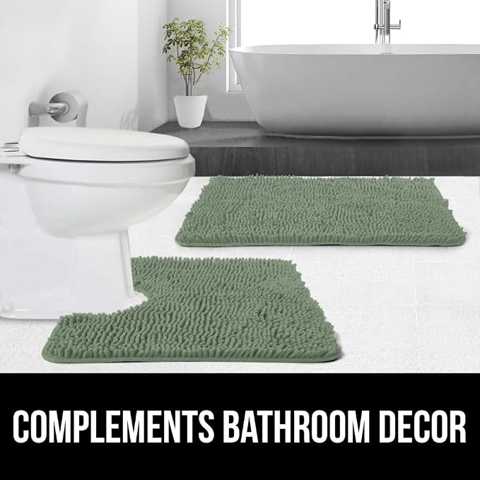 GORILLA GRIP Plush Absorbent Shaggy Chenille Bath Rug Mat - Image 9