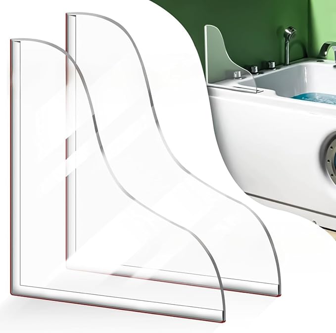 Shower Splash Guard Set, Waterproof Self-Adhesive Shower Corner Splash Panels by WILAOIYOOU