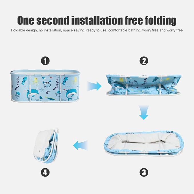 Portable Tub for Adults, Large Collapsible Foldable Bathtub 56in Length - Image 4