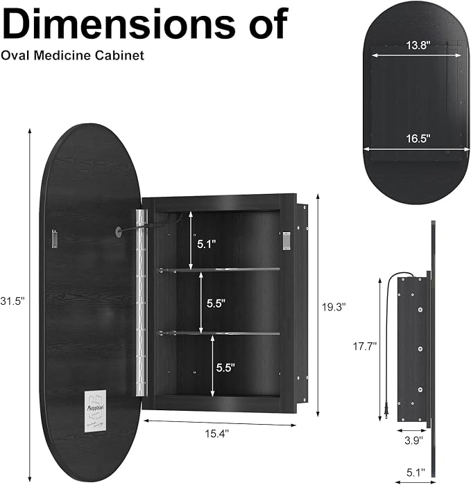 Led Oval Medicine Cabinet Mirror - Image 2