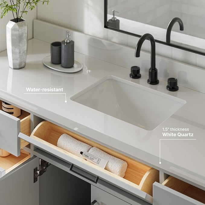 ARIEL 67" Grey Bathroom Vanity - Image 4