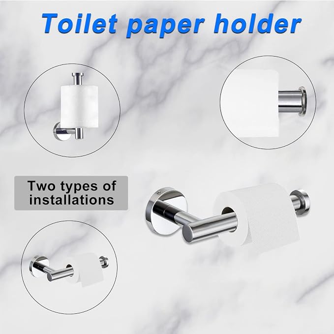 Cilee 10 Piece Chrome Bathroom Hardware Set, 2 Pack 5 Piece Bathroom - Image 5