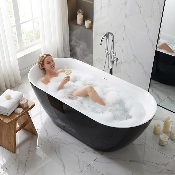 Bathtub with Upturned Ends, CUPC Chrome Drain and Overflow, Built-in Overflow - Image 3