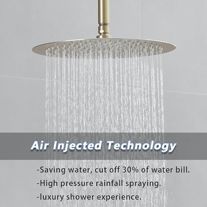 Brushed Gold Round Shower Faucet Set - Image 3