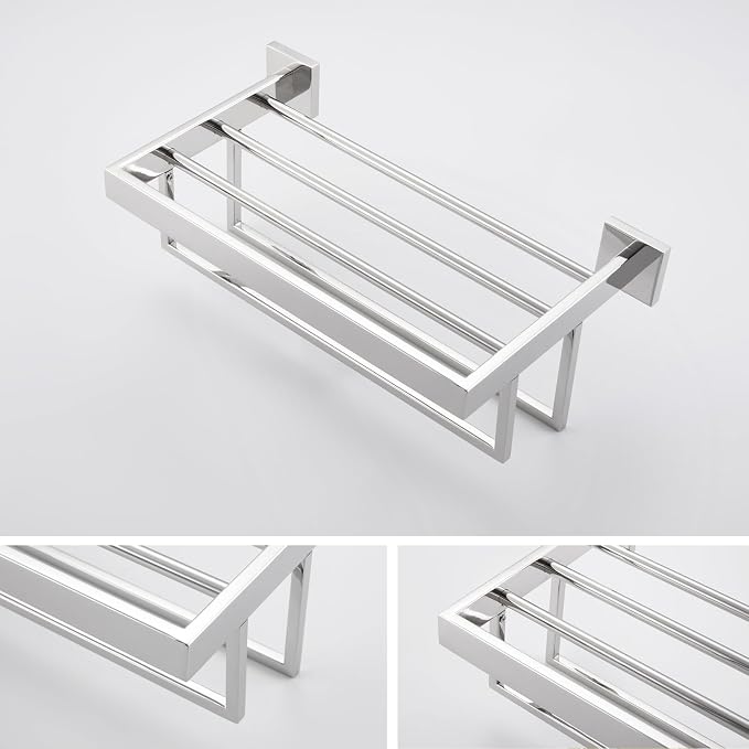 KOKOSIRI Bathroom Towel Shelf 16'' Chrome Towel Rack - Image 6