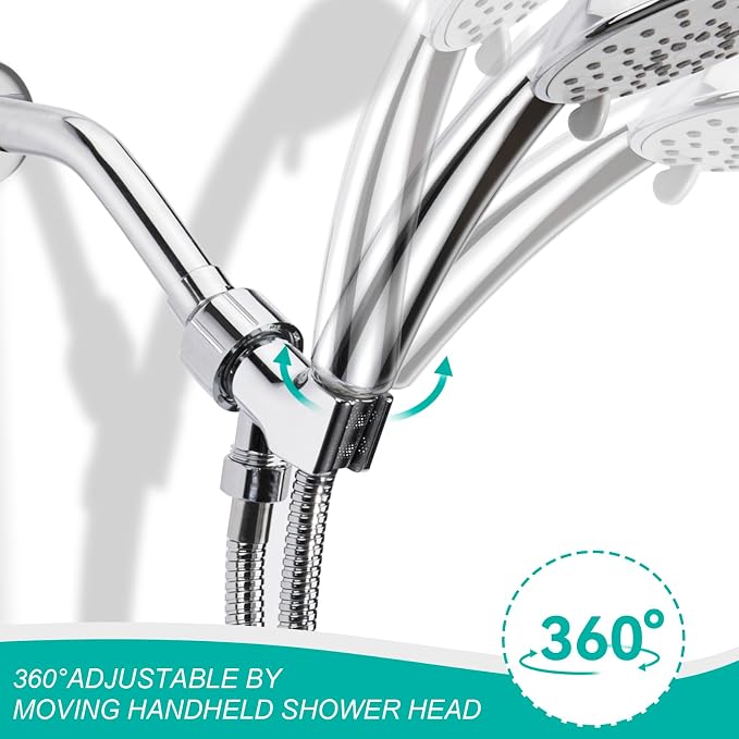 Adjustable Handheld Shower Head Holder- Brass Ball, Premium ABS Bracket- 360 - Image 3
