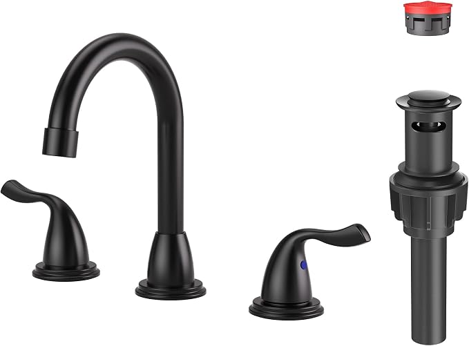 Matte Black Bathroom Faucet 3 Hole by ARCORA