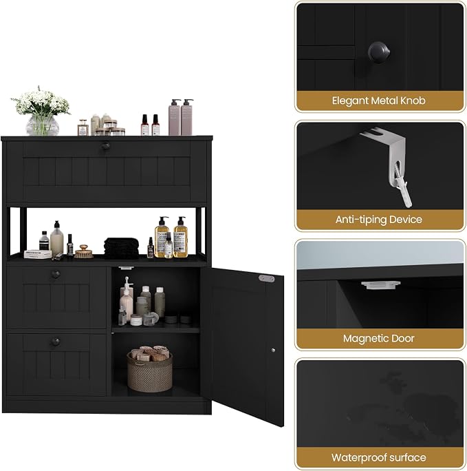 Storage Cabinet, Modern Bathroom Floor Storage Cabinet Organizer - Image 7