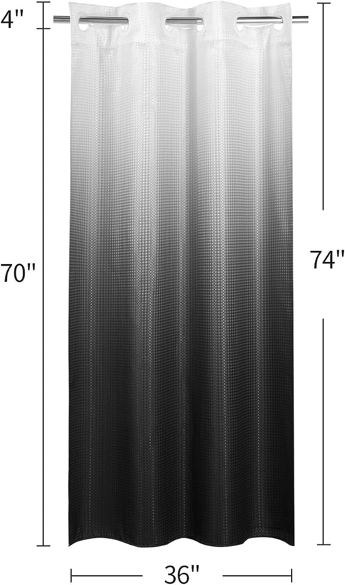 MitoVilla Black Ombre Waffle Small Stall Shower Curtain Liner Set 36 x 74 - Image 7