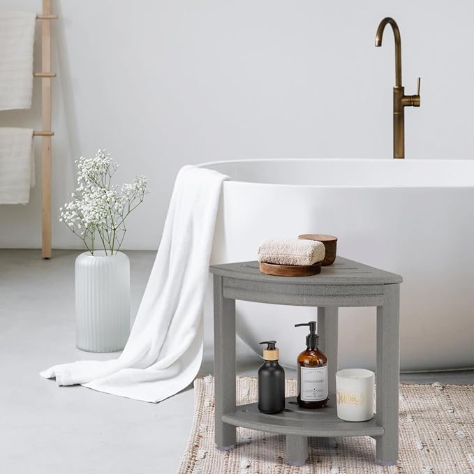 HDPE Corner Shower Stool, Shower Bench Seat - Image 2